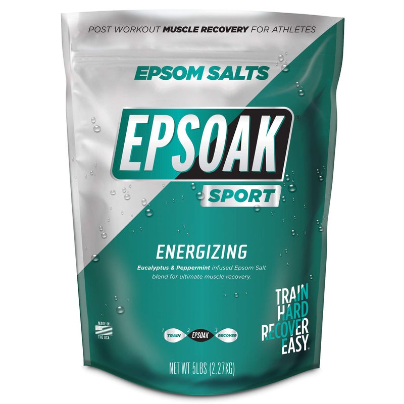 Epsoak Sport: Epsom Salt Soak for Athletes â€“ Fast-Dissolving Magnesium Sulfate with Eucalyptus & Peppermint Oils â€“ Energizing Muscle Relief & Post-Workout Recovery â€“ 5 lbs, Made in USA - Image 1